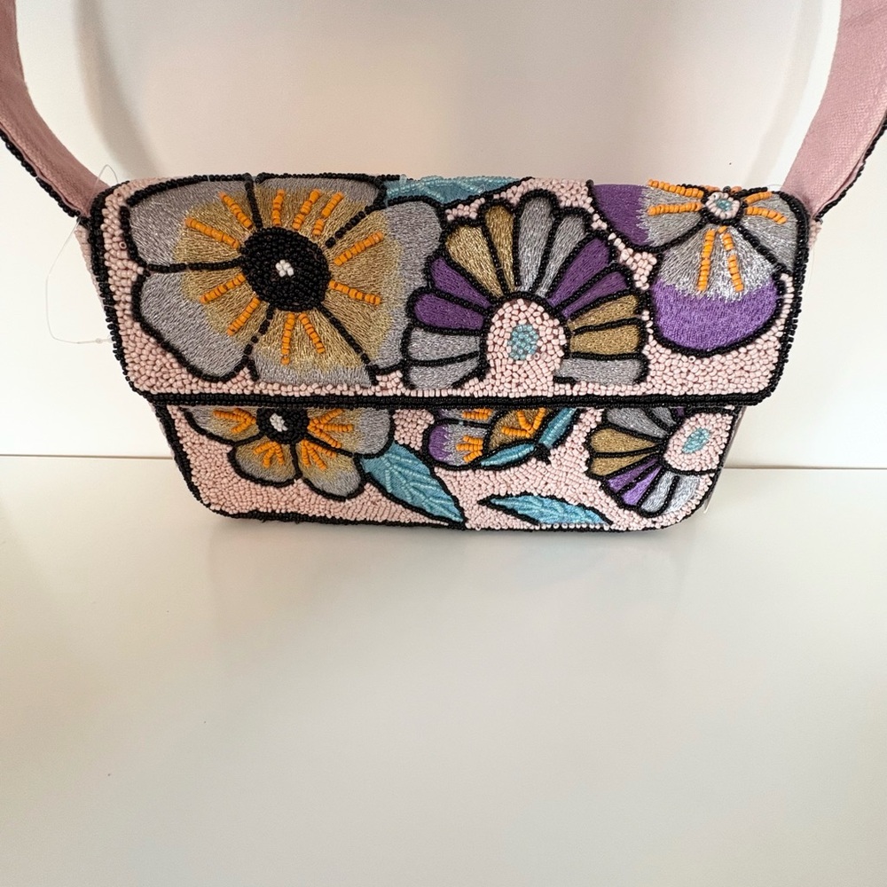 Floral Beaded Shoulder Bag NWT America And Beyond Sparkly Springy Intricate - Picture 3 of 16